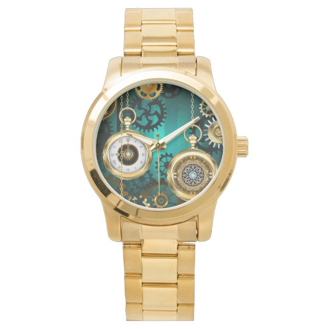 Reloj De Pulsera Steampunk Jewelry Watch sobre un fondo verde (Anverso)