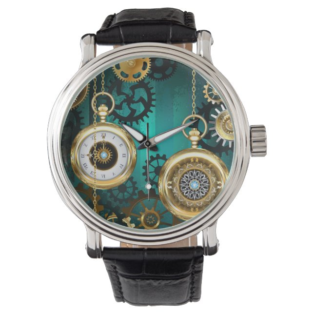 Reloj De Pulsera Steampunk Jewelry Watch sobre un fondo verde (Anverso)