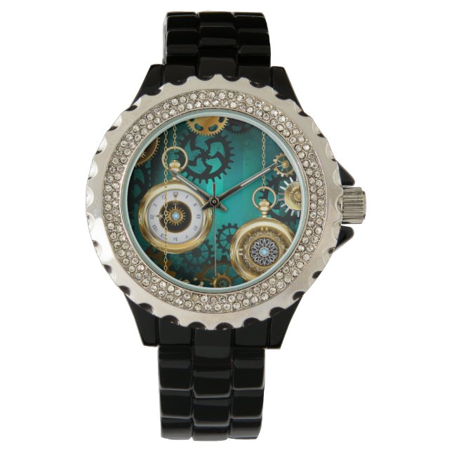 Reloj De Pulsera Steampunk Jewelry Watch sobre un fondo verde (Anverso)