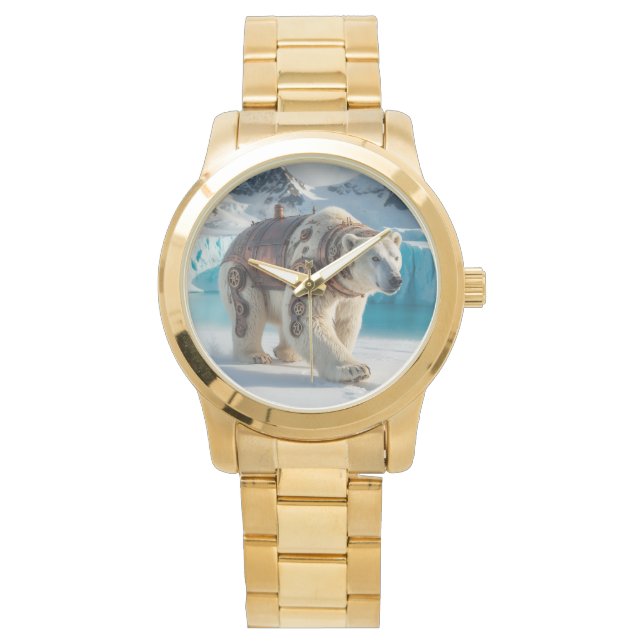 Reloj De Pulsera Steampunk Polar Bear Warrior (Anverso)
