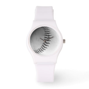 Reloj De Pulsera Stitches de béisbol (blanco y negro)