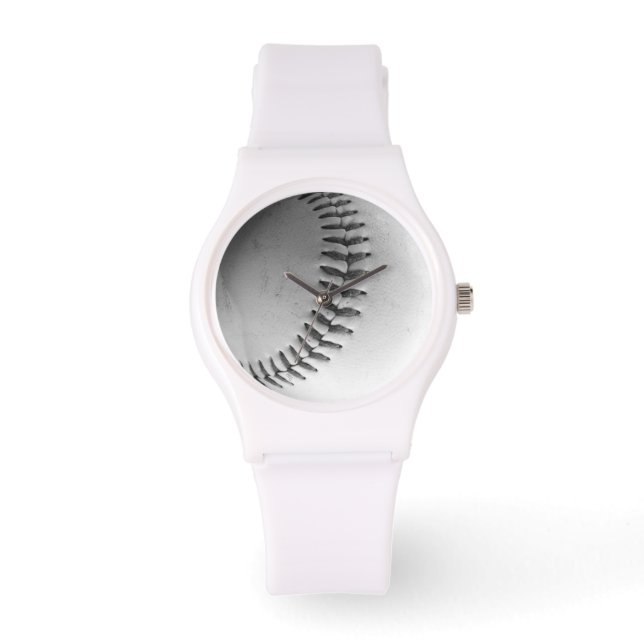 Reloj De Pulsera Stitches de béisbol (blanco y negro) (Anverso)