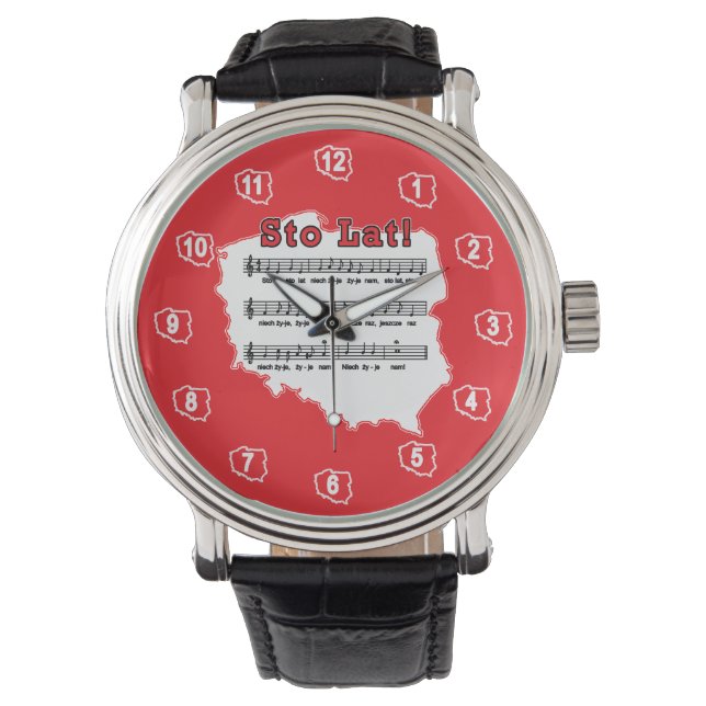 Reloj De Pulsera ¡Sto Lat! Mapa de canciones polacas (Anverso)