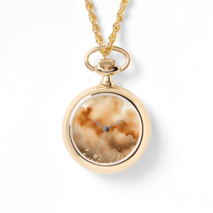 Reloj De Pulsera Stormy Naranja Sky Little Flowers Necklace Watch