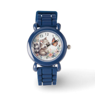 Reloj De Pulsera Storybook Woodland Babies Raccoon Y Butfly