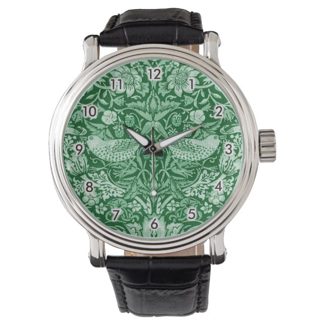 Reloj De Pulsera Strawberry Thief Green, William Morris (Anverso)