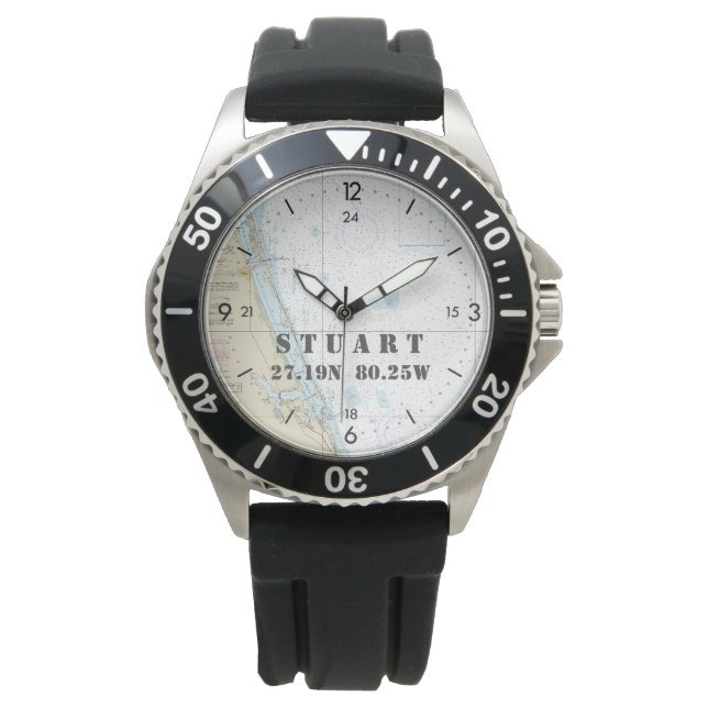 Reloj De Pulsera Stuart FL Nautical Latitude Longitude Boater (Anverso)
