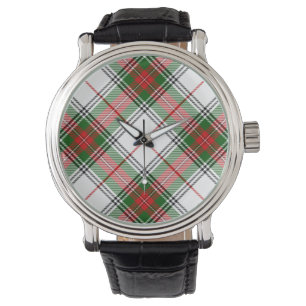 Reloj De Pulsera Stuart / Stewart tartan blanco rojo platillo verde