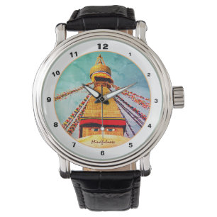Reloj De Pulsera Stupa Boudhanath, ojos de Buda, Himalayas, Nepal