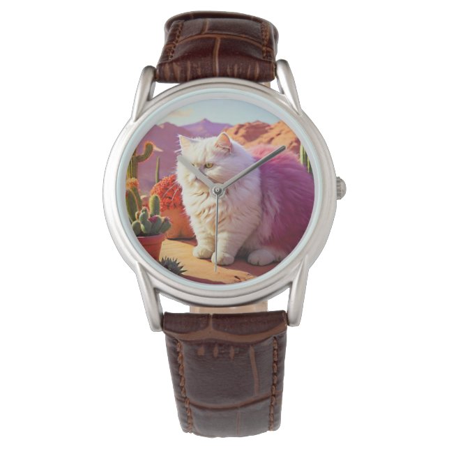 Reloj De Pulsera Stylish fluffy cat watch for cat lovers. (Anverso)