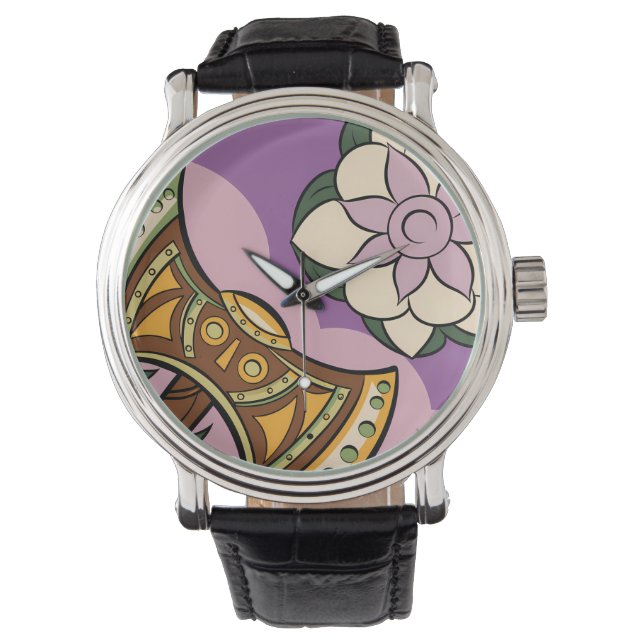 Reloj De Pulsera Stylized Axe and Flower Design (Anverso)