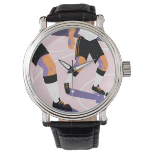 Reloj De Pulsera Stylized Football Players Dribbling a Soccer Ball