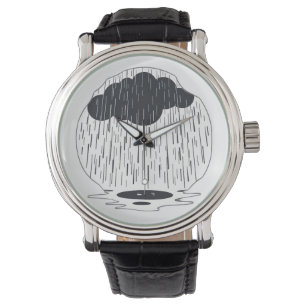Reloj De Pulsera Stylized Rain Cloud with Falling Rain and Puddle