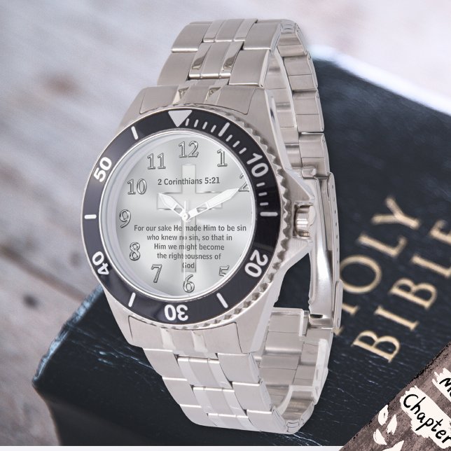 Reloj De Pulsera SU ESCRIPTURA Vigilancia cristiana para hombres o  (Bible Verse Wrist Watch. Gifts for Christian Men, and women. Birthday gift for pastor. Pastor Watch.)
