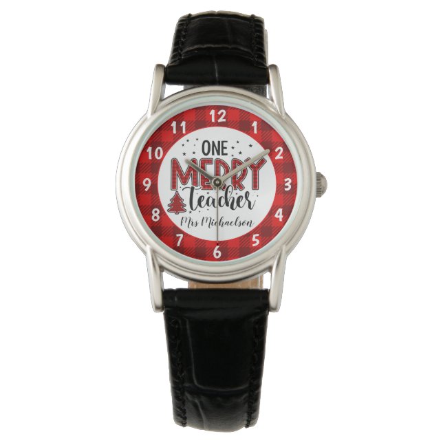 Reloj De Pulsera Sublimación de un profesor de merry Navidades (Anverso)
