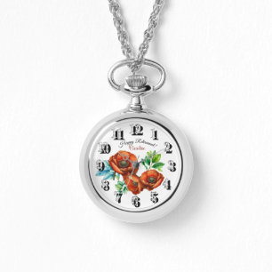 Reloj De Pulsera Sublime acuarela Red Poppies Feliz Jubilación
