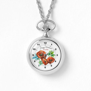 Reloj De Pulsera Sublime acuarela Red Poppies Feliz Jubilación