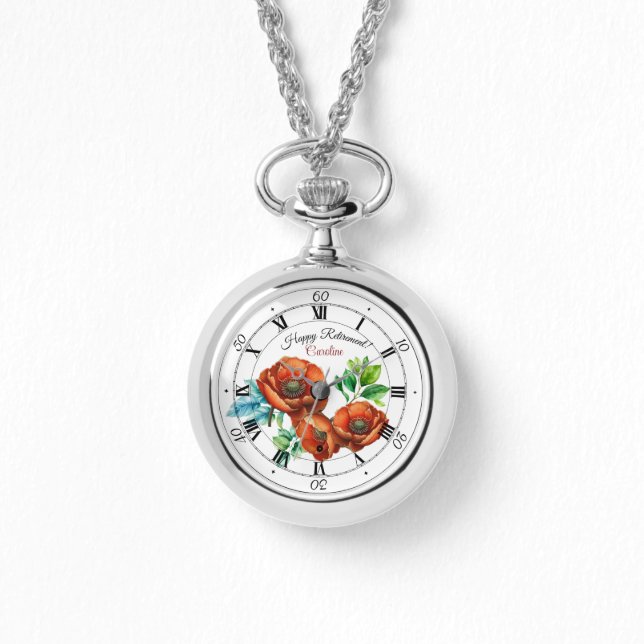 Reloj De Pulsera Sublime acuarela Red Poppies Feliz Jubilación (Anverso)