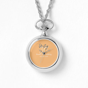 Reloj De Pulsera Sucio anuncio de cumpleaños retro simple y naranja