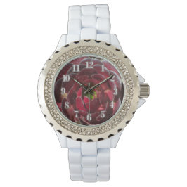 Reloj De Pulsera Suculenta foto de planta costera de Borgoña Roja