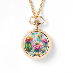 Reloj De Pulsera Suculentas Cactus Florales Personalizadas Acuarela