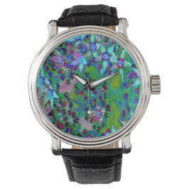 Reloj De Pulsera Suculentas flores de sedum en Aqua, púrpura y azul
