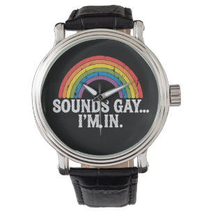 Reloj De Pulsera Suena gay estoy en Rainbow LGBTQ Vintage Retro