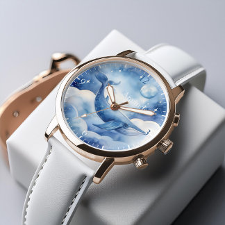 Reloj De Pulsera Sueño de ballena azul acuarela personalizado