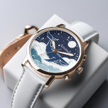 Reloj De Pulsera Sueño de ballena azul personalizado<br><div class="desc">Ilustracion caprichoso de una ballena azul flotando sobre las nubes bajo un cielo azul.</div>