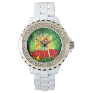 RELOJ DE PULSERA SUEÑO DE HERRAMIENTA EN UNA FLORES ROJAS