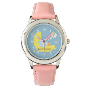 Reloj De Pulsera Sueños dulces, conejito lindo en la luna