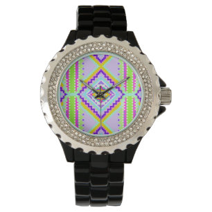 Reloj De Pulsera Sueños Tribales de Neón Caleidoscopio