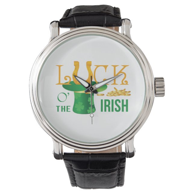 Reloj De Pulsera Suerte al zapato irlandés y gorra irlandés (Anverso)