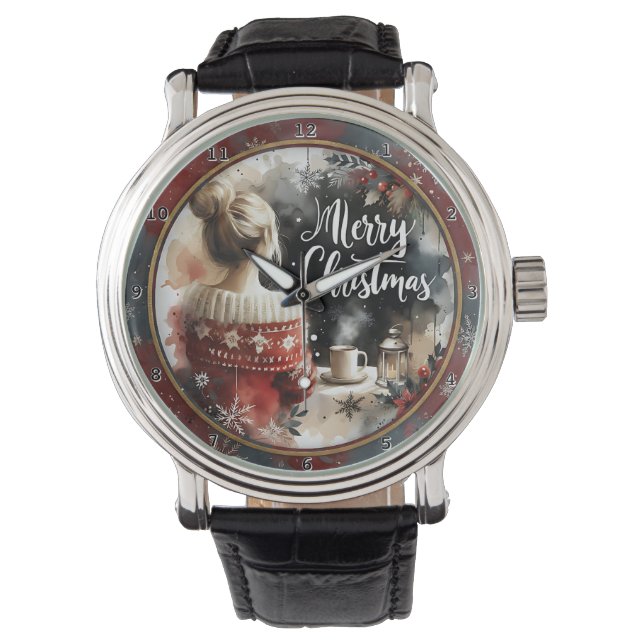 Reloj De Pulsera Suéter de Navidad acogedor para niña (Anverso)