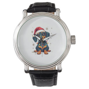 Reloj De Pulsera Suéter de Navidad de árbol de perros Dachshund Reg