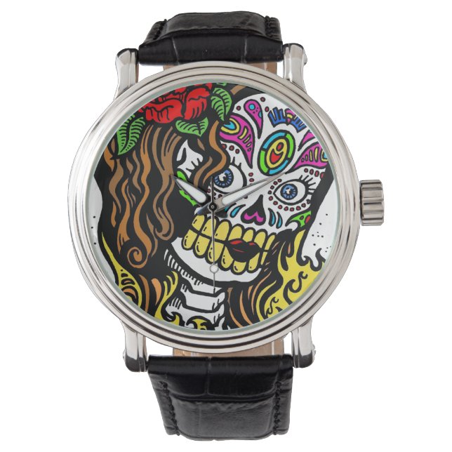Reloj De Pulsera Sugar Skull Chica (Anverso)