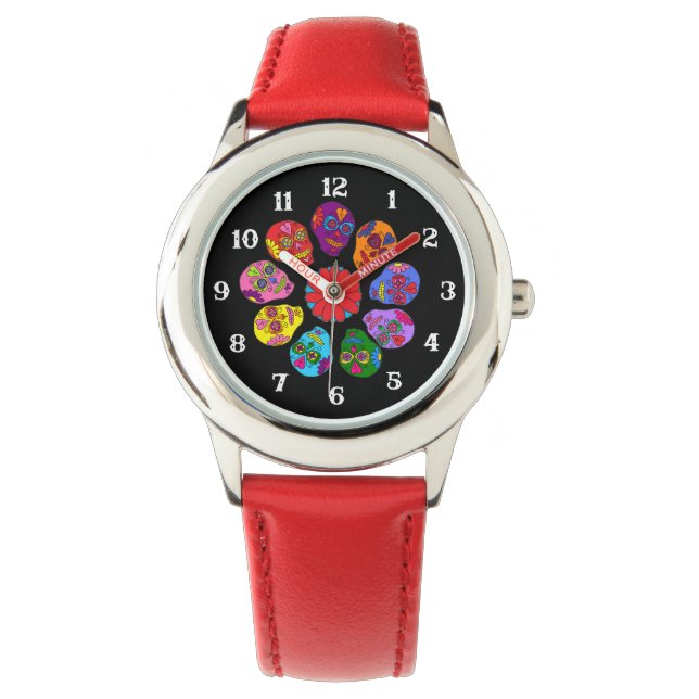 Reloj De Pulsera Sugar Skull Flower (Anverso)