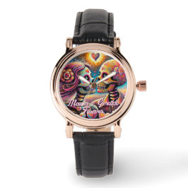 Reloj De Pulsera Sugar Skulls in Love Chalk Pastel Personalized