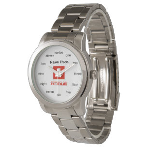 Reloj De Pulsera Suiza y bandera suiza personalizados