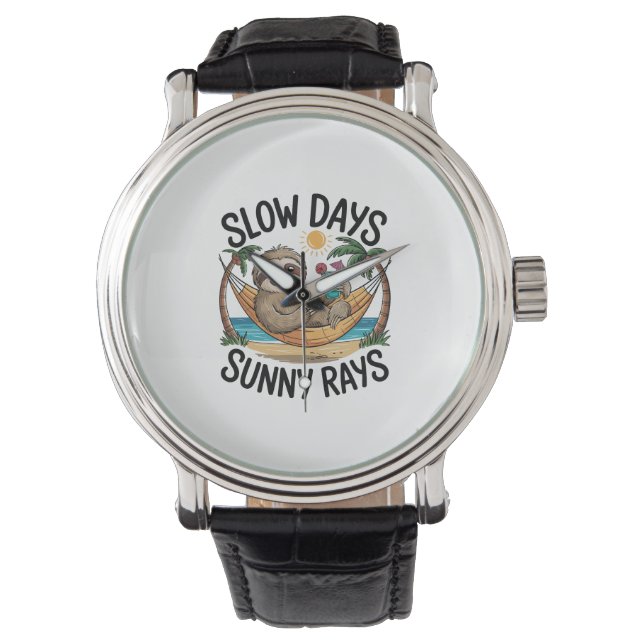 Reloj De Pulsera Summer Vibes Sloth Funny Lazy Float (Anverso)
