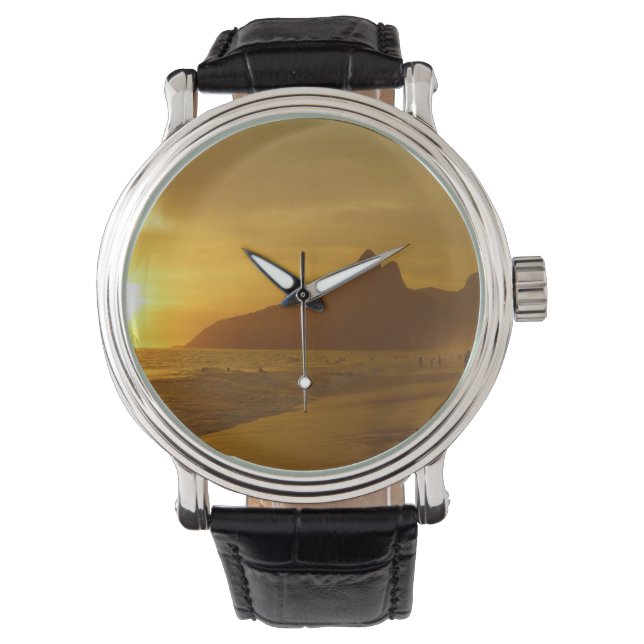 Reloj De Pulsera Sun Set en la playa de Ipanema Brasil (Anverso)