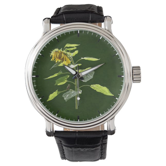 Reloj De Pulsera Sunflower y Sparrow (Anverso)