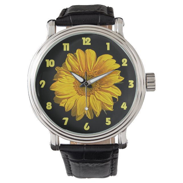 Reloj De Pulsera Sunflower Yellow Fat Numbers wacna (Anverso)