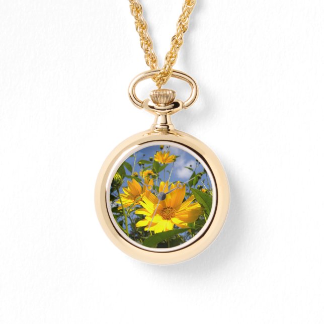 Reloj De Pulsera Sunflowers N Canvas envueltas con cielo (Anverso)