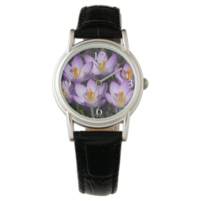 Reloj De Pulsera Sunny Purple Crocuses (Anverso)