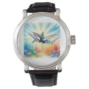 Reloj De Pulsera Sunray Shark in Colorful Watercolor AREF801 - Wate