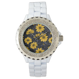 Reloj De Pulsera Sunroot, girasol salvaje en amarillo y azul