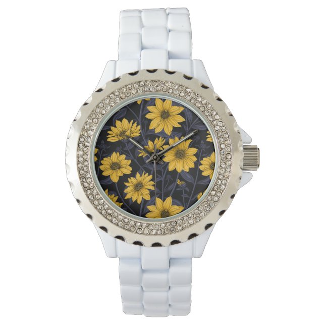 Reloj De Pulsera Sunroot, girasol salvaje en amarillo y azul (Anverso)