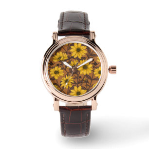 Reloj De Pulsera Sunroot, girasol salvaje en amarillo y marrón