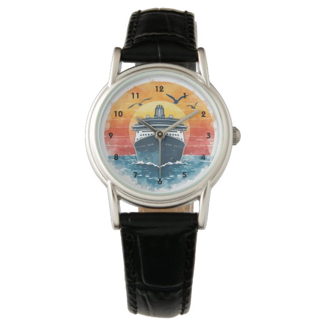Reloj De Pulsera Sunset Cruise Ship Vacation Ocean Caribbean  (Anverso)